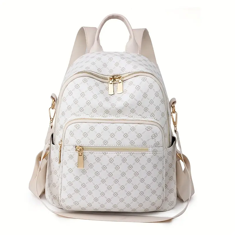 Geniş Kapasiteli Ayarlanabilir Askılı Geometrik Desenli Kadın Sırt Çantası