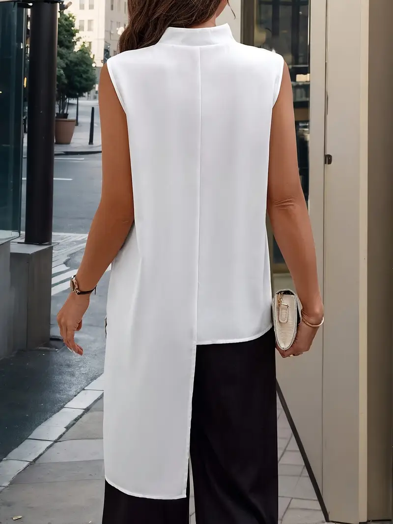 Standart Yaka Fularlı Kısa Kollu Beyaz Kadın Bluz