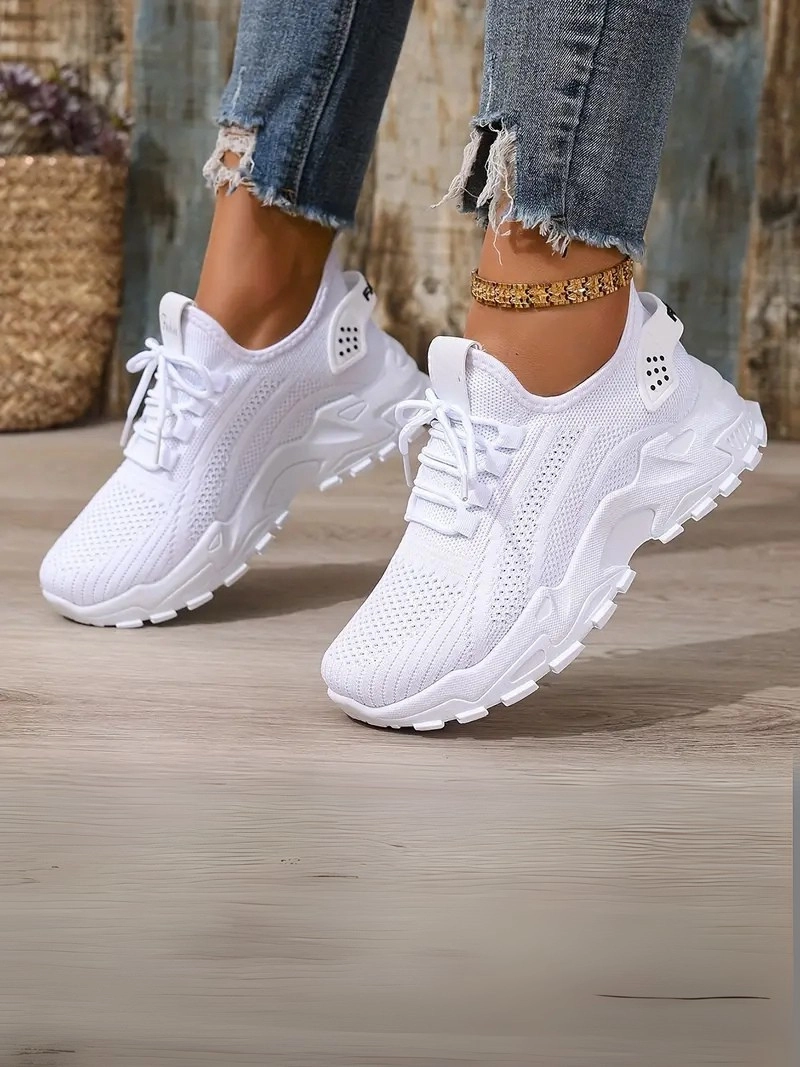 Bağcıklı Rahat Günlük Kullanım İçin Spor Tarz Kırmızı Kadın Ayakkabı