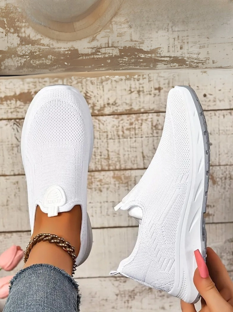 Örgü Kumaş, Rahat Günlük Giyim Bağcıksız Siyah Kadın Ayakkabı