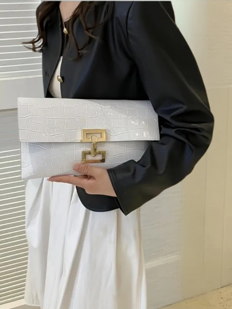 Düz Renkli Basit Taş Desenli Zarif Şık Profesyoneller İçin Kadın El Çantası