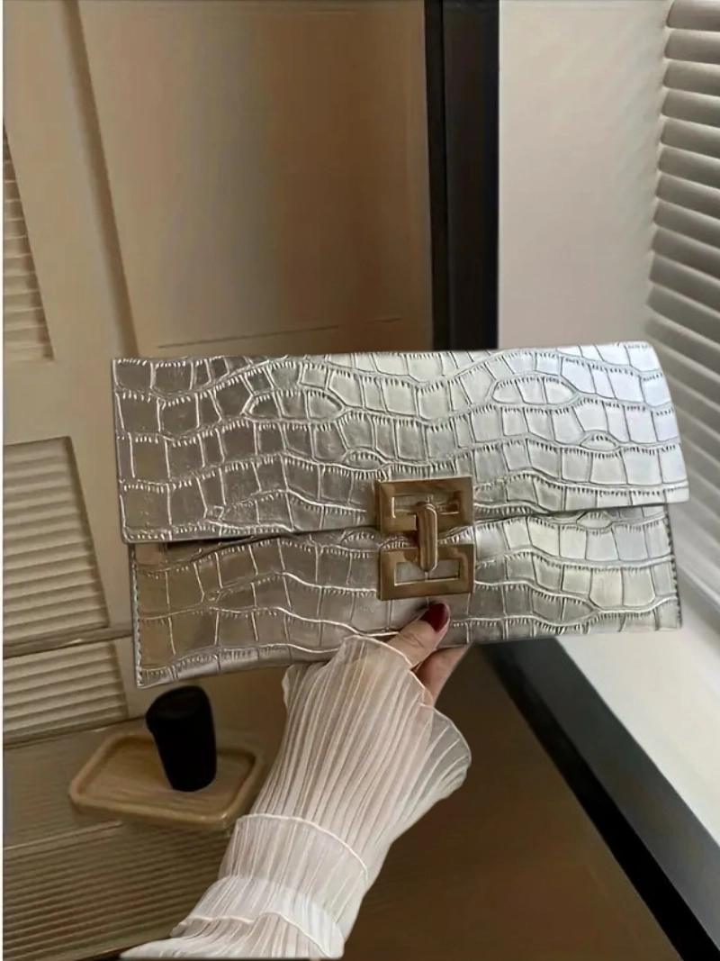 Düz Renkli Basit Taş Desenli Zarif Şık Profesyoneller İçin Kadın El Çantası