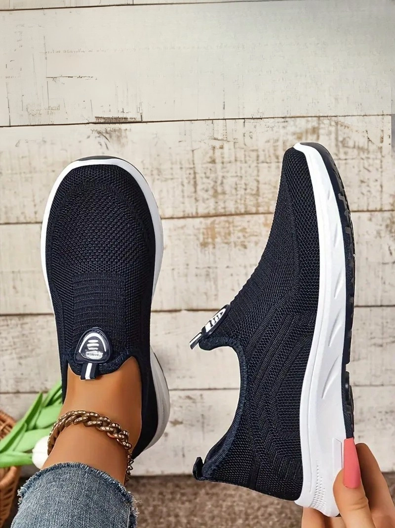 Örgü Kumaş, Rahat Günlük Giyim Bağcıksız Bej Kadın Ayakkabı