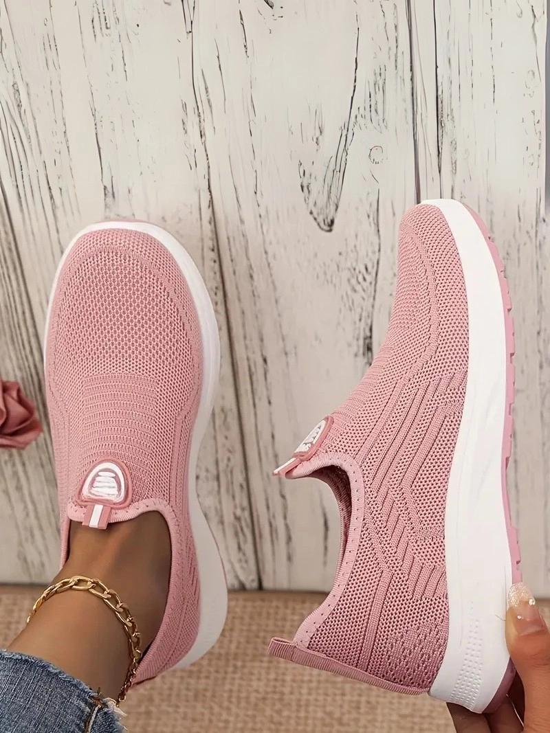 Örgü Kumaş, Rahat Günlük Giyim Bağcıksız Siyah Kadın Ayakkabı