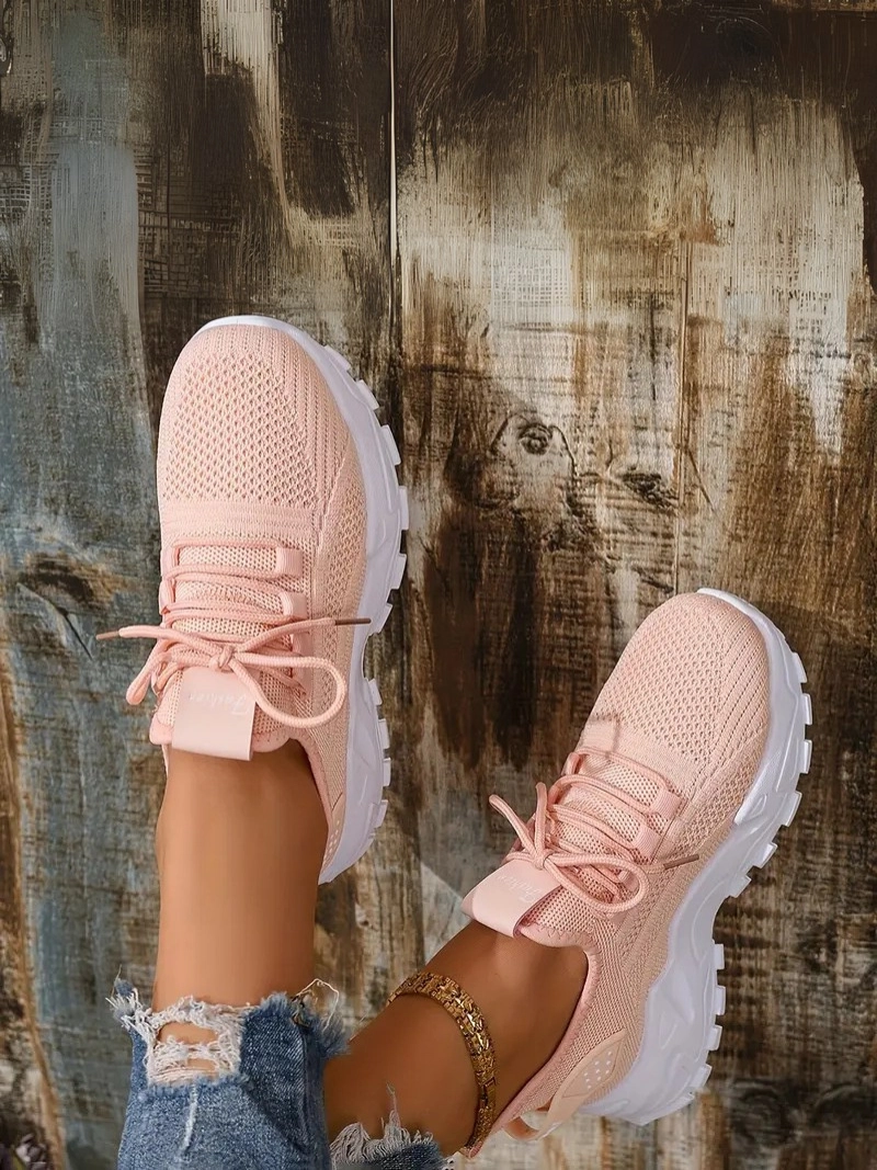 Bağcıklı Rahat Günlük Kullanım İçin Spor Tarz Kırmızı Kadın Ayakkabı