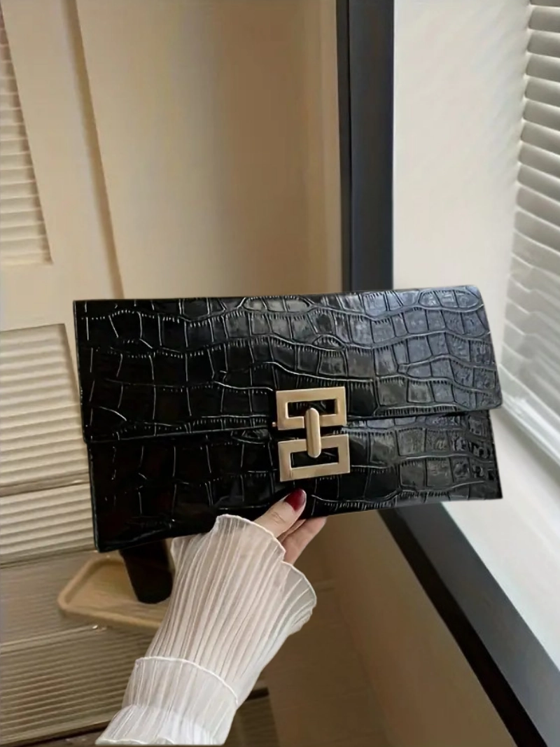 Düz Renkli Basit Taş Desenli Zarif Şık Profesyoneller İçin Kadın El Çantası