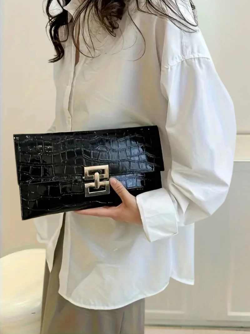 Düz Renkli Basit Taş Desenli Zarif Şık Profesyoneller İçin Kadın El Çantası