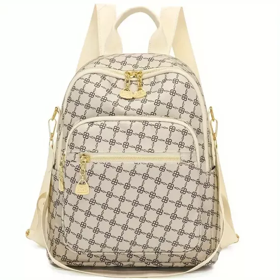 Geniş Kapasiteli Ayarlanabilir Askılı Geometrik Desenli Kadın Sırt Çantası