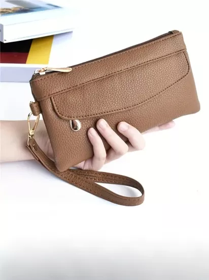 Büyük Kapasiteli Çok Bölmeli Ayarlanabilir Bilek Kayışı Şık ve Zarif Kadın El Çantası