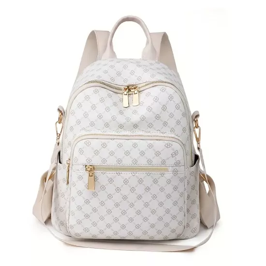 Geniş Kapasiteli Ayarlanabilir Askılı Geometrik Desenli Kadın Sırt Çantası