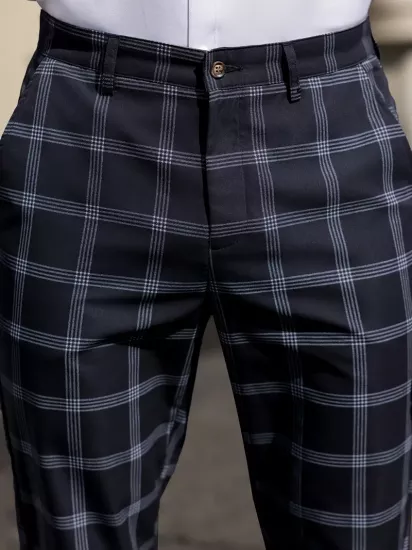 Ekose Dar Kesim Rahat Şık, Esnek Olmayan Kumaş Tüm Mevsimler İçin Uygun Erkek Pantolon